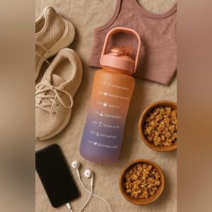 Ombré Motivational Water Bottle – Flip Lid – Carry Handle – 42 oz NWT